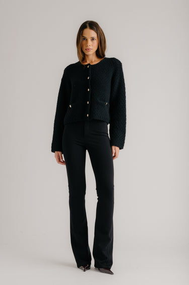 CHARLENE CROPPED WELT POCKET CASHMERE JACKET | BLACK