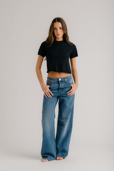 CHARLESTON RELAXED CASHMERE CREWNECK TEE | BLACK