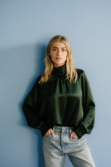 NADINE SILK BLOUSE | HUNTER GREEN