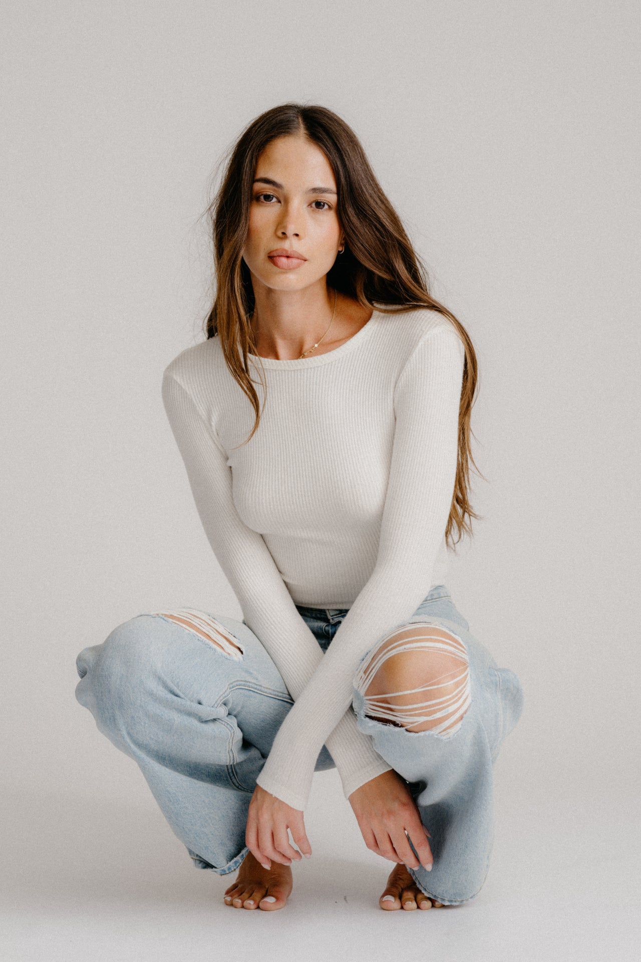Jean Bootcut Wallflower Taille 7 – Bleu Délavé, Déchirures, Stretch