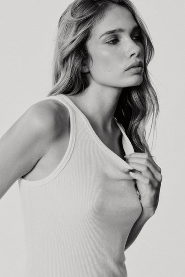 JAMEELA RACERBACK TANK in gardenia
