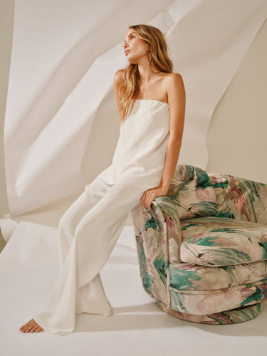 CAMDEN STRAPLESS SILK  TOP | WHITE