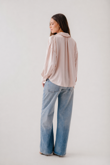 CHANTAL RELAXED SILK POPOVER W/ SHIRRING | LUNAR