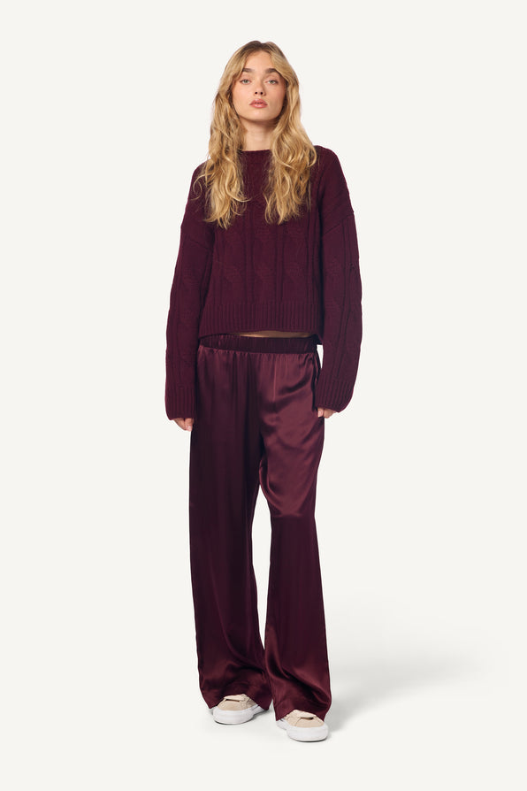 TRISTAN CASHMERE CREWNECK PULLOVER | BORDEAUX