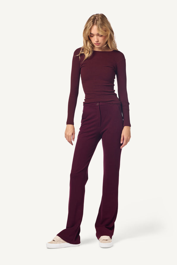 CLIO SLIM STRAIGHT TROUSER | BORDEAUX