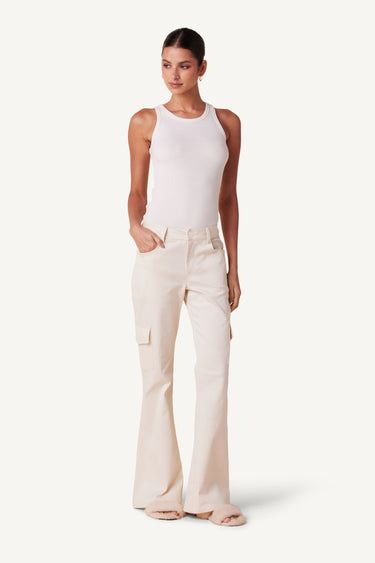 BETHANY CASHMERE  CARGO PANT | GARDENIA