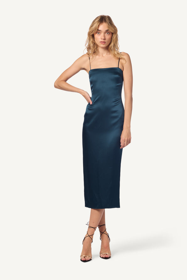 CHRISTY SQUARE NECK SILK CAMI DRESS | COMPASS