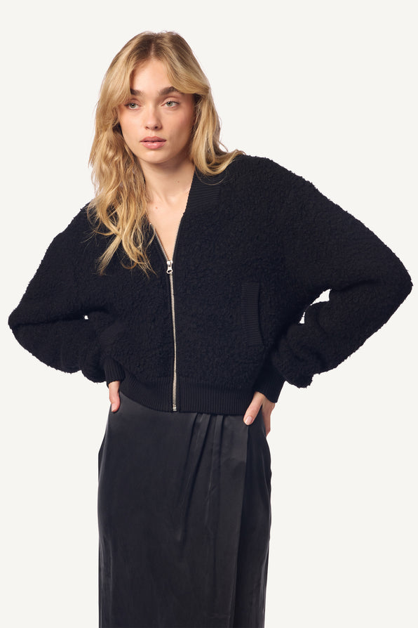 CALA SHRUNKEN SHERPA BOMBER | BLACK