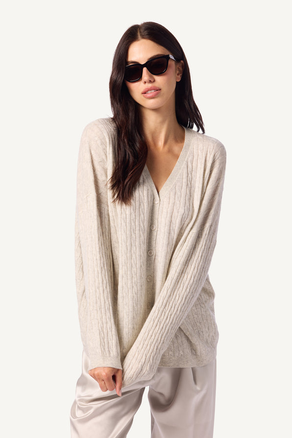COOPER CABLE KNIT CARDIGAN | BLIZZARD