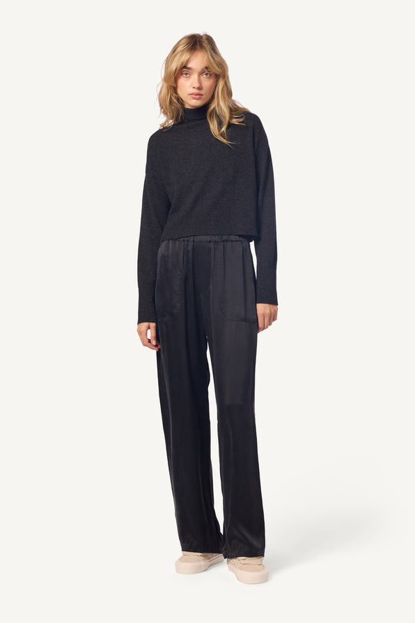 LENON SILK UTILITY PULL ON PANT | BLACK