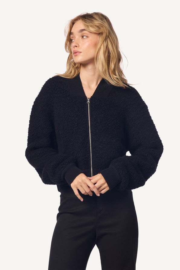 CALA SHRUNKEN SHERPA BOMBER | BLACK