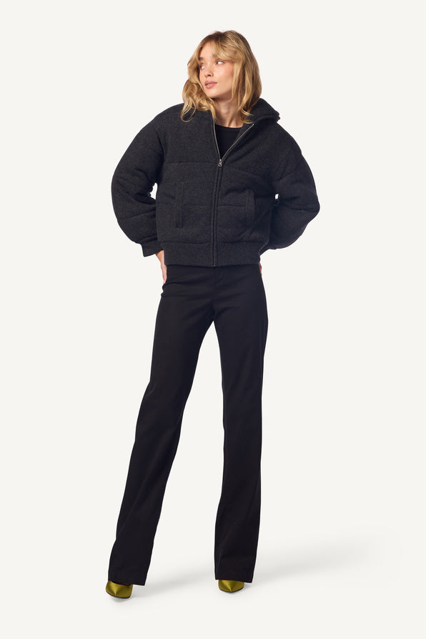 EVEREST QUILTED CASHMERE PUFFER WITH HOOD | ASPHALT CHARCOAL