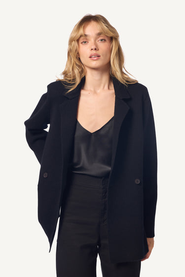 VIVIAN RELAXED DOUBLE BREASTED CASHMERE BLAZER | BLACK