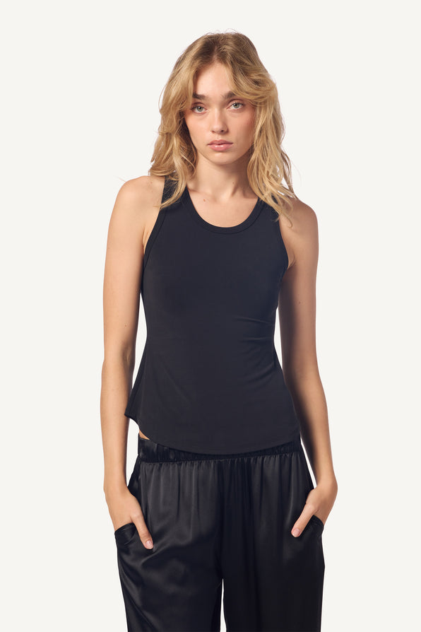 JAMEELA SANDWASHED RACERBACK TANK | BLACK