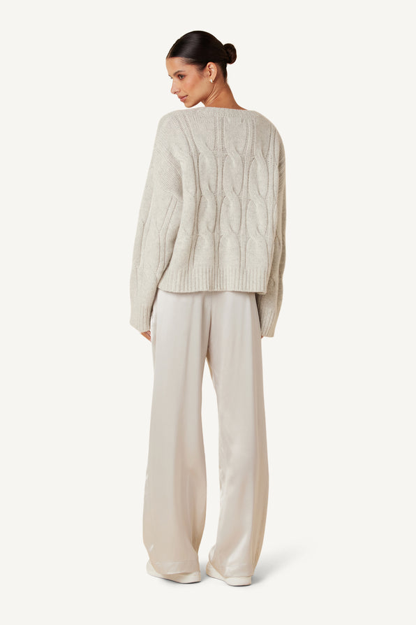 EMERSON PLEATED SILK PANT | BLIZZARD