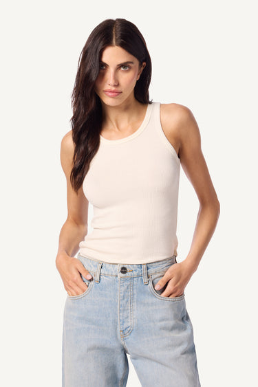 JAMEELA RACERBACK RIB TANK | GARDENIA