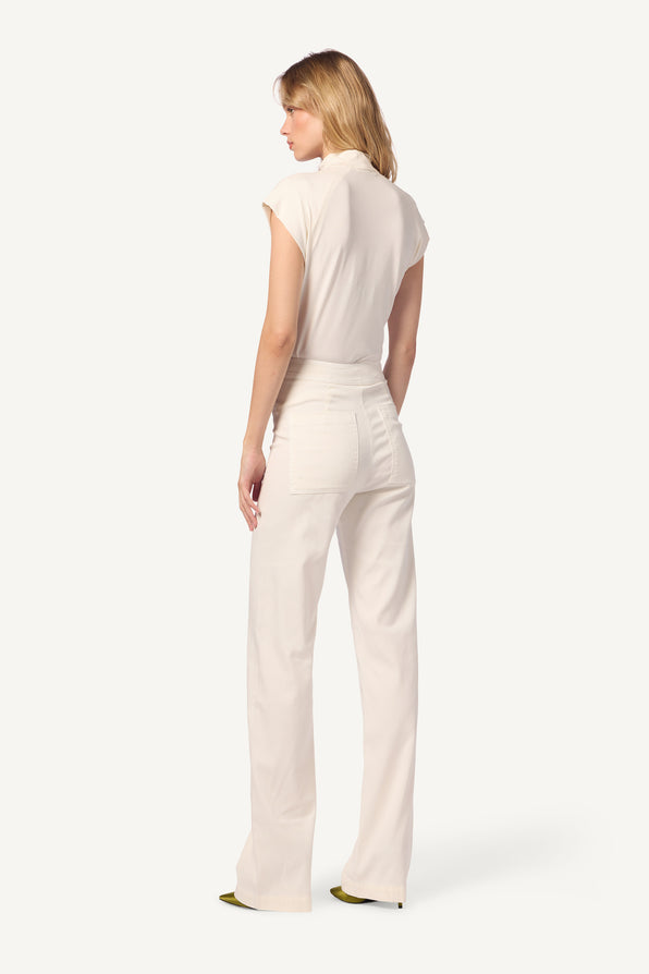 SUNNY HIGH RISE FULL LENGTH PANT | GARDENIA