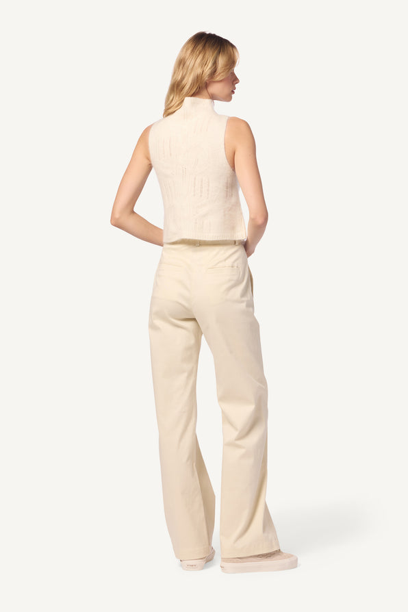 LEELAND FLAT FRONT HIGH RISE TROUSER | GARDENIA