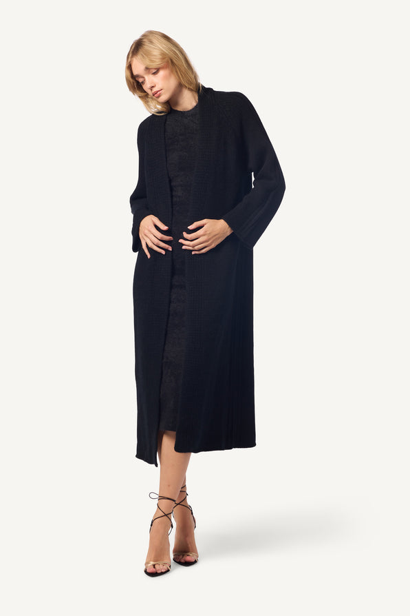 MERCEDES BRUSHED CASHMERE DUSTER SOLID | BLACK