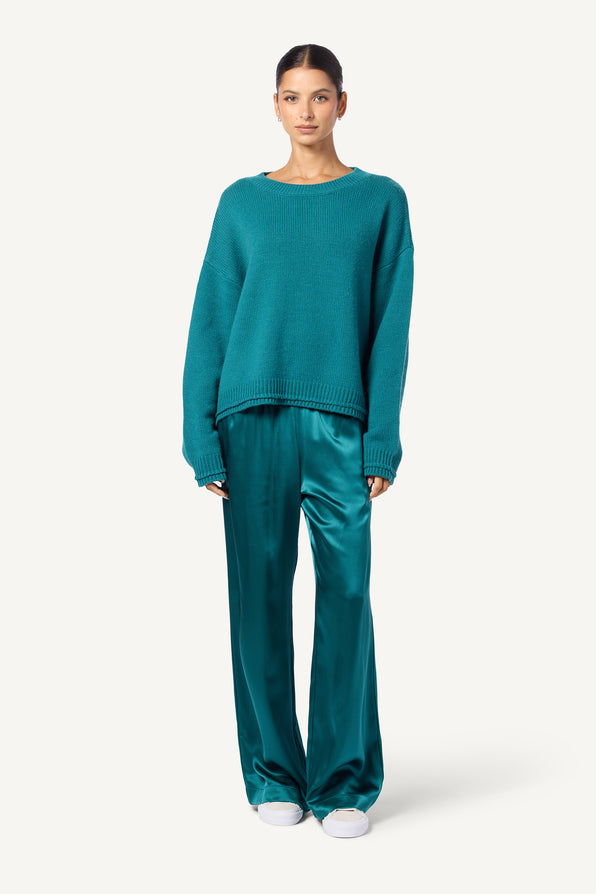 ALSTON CASHMERE BOYFRIEND CREWNECK | MARINE TEAL