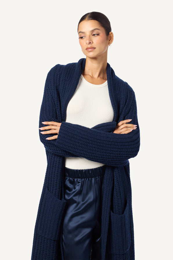 EDEN CASHMERE DUSTER WITH POCKETS | MIDNIGHT NAVY