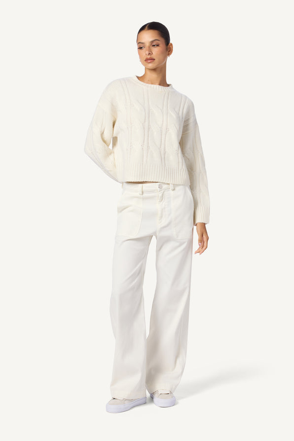 TRISTAN CREWNECK PULLOVER | GARDENIA