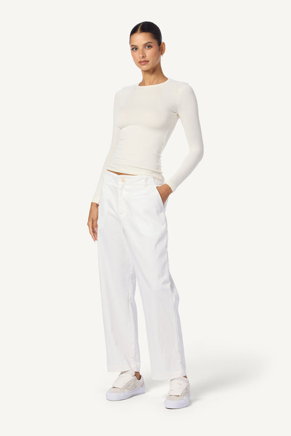 BLANCA MID RISE ANKLE LENGTH TROUSER  | GARDENIA